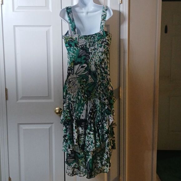 Signature by Robbie Bee green black white sleeveless hi low dress Sz 12 NWOT - Picture 5 of 8